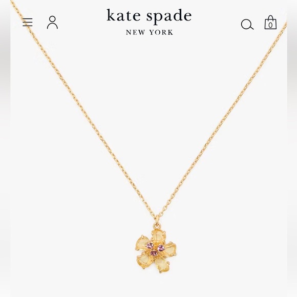 Kate Spade NY Gold-Tone Paradise Flower Mini Pendant Necklace New w Tag 16-19 In - Picture 5 of 11